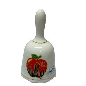 Vtg New York Big Apple Hand Bell Rare Twin Towers Souvenir World Trade Center